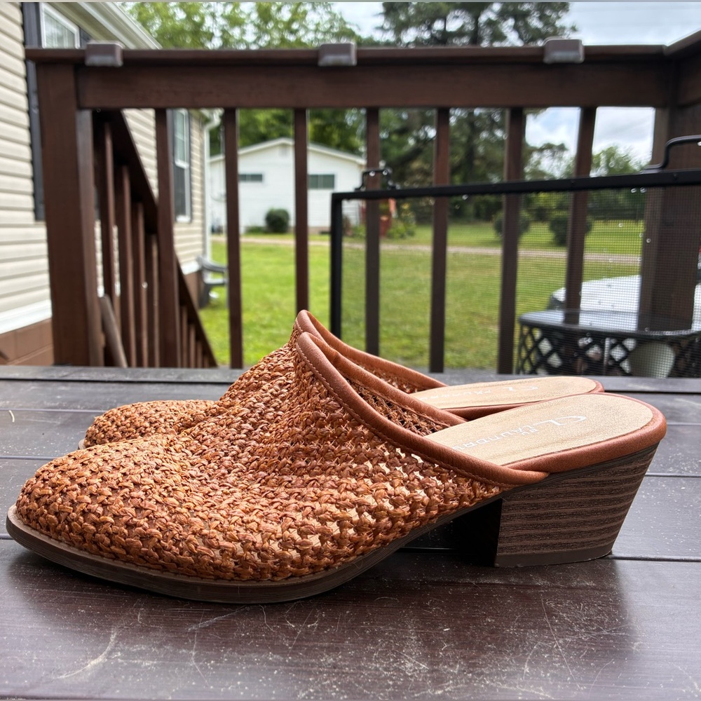 CL by Laundry Women's Woven Brown/Cognac Mules